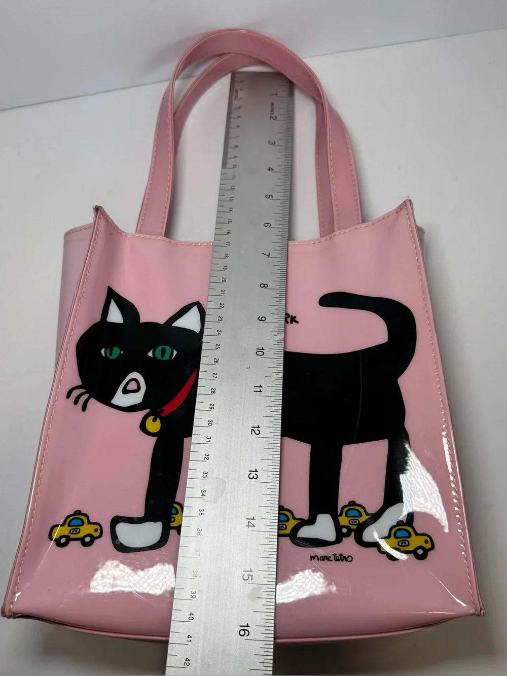 Marc Tetro New York City Pink Tuxedo Cat Mini Tote Bag